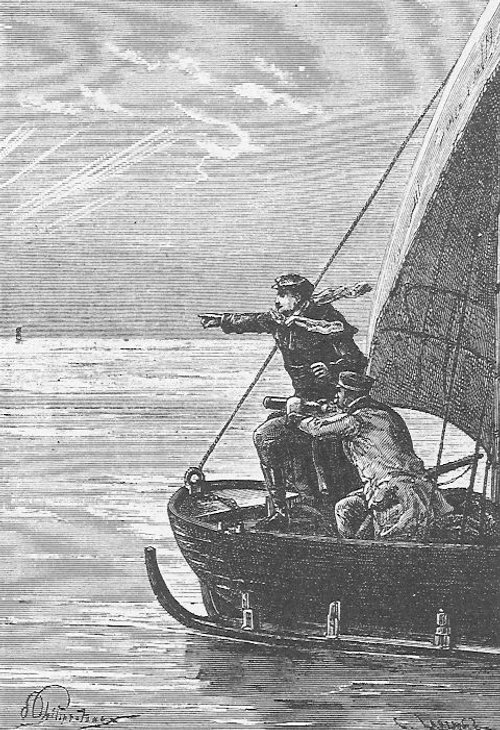 Jules Verne Nautical Scene — Victorian Engraving, Discovery at Sea c.1870s