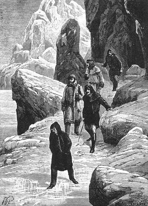 Jules Verne Polar Expedition Scene — Victorian Engraving, c.1870s