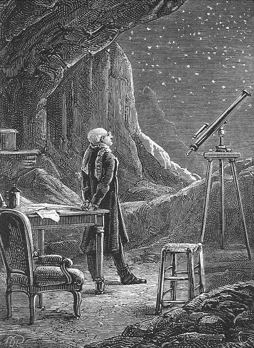 Astronomer on the Moon – Jules Verne Victorian Engraving 1870s
