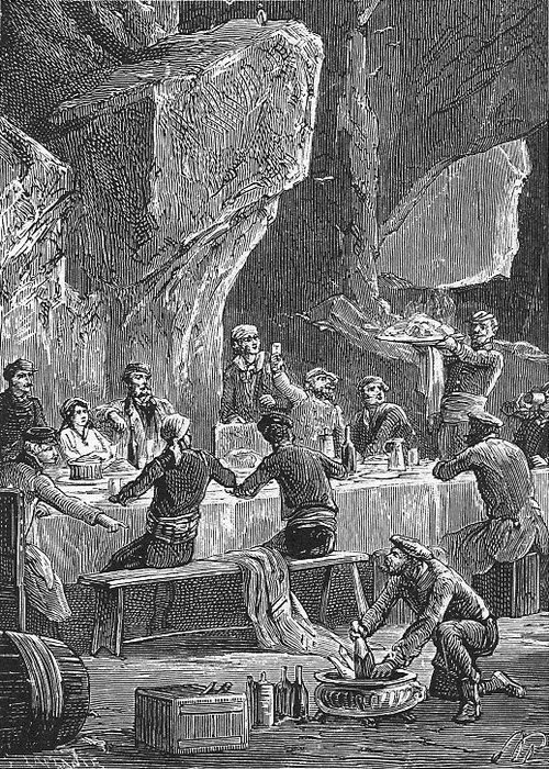 Underground Feast: Jules Verne Journey to the Center of the Earth Engraving
