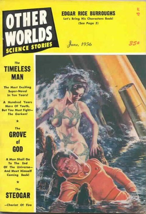 Exotic Alien Woman Rescues Diver, Other Worlds Science Stories, June 1956