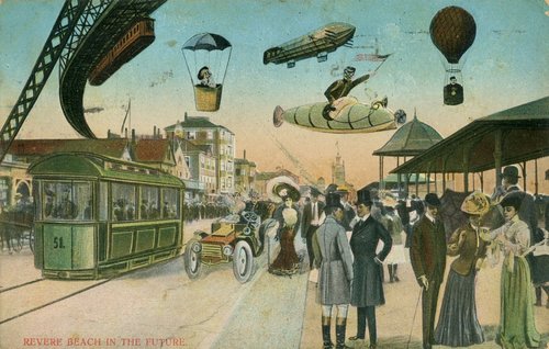 Revere Beach in the Future – Edwardian Retro-Futurist Novelty Postcard c.1905