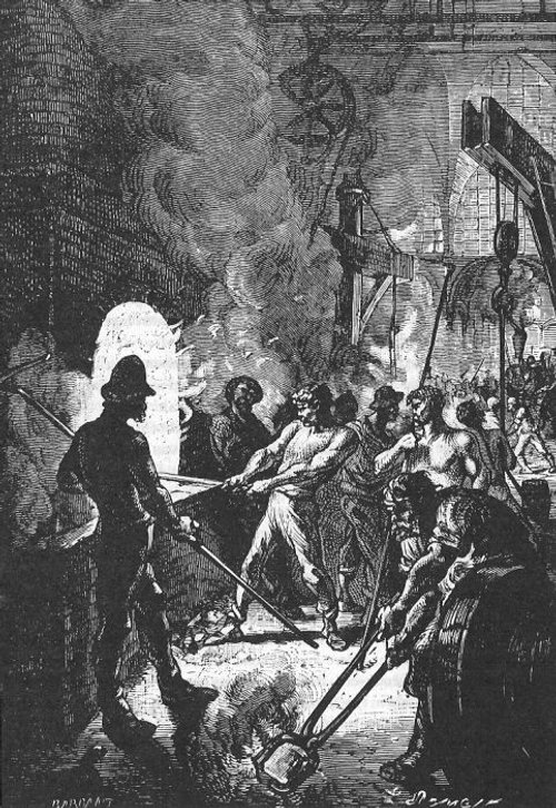 Workers in the Infernal Foundry — Léon Benett, The Begum's Fortune 1879