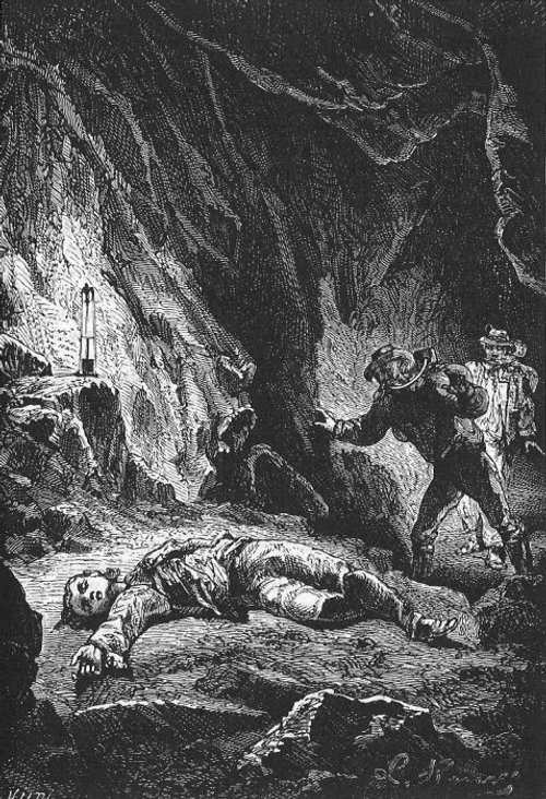Cave Attack Scene from Jules Verne's The Begum's Fortune, 1879