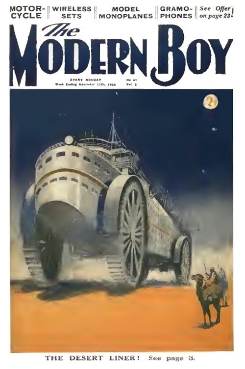 The Desert Liner — Modern Boy Cover, Massive Land Battleship, 1928