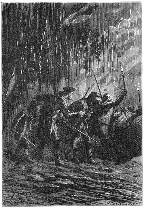 Jules Verne's Mysterious Island Cave Exploration, Victorian Engraving