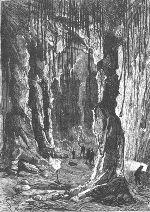 Jules Verne's Mysterious Island: Vast Cave Interior, Victorian Engraving