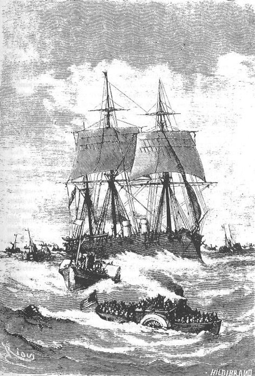 Jules Verne's Nautilus Encounter — Victorian Engraving from 20,000 Leagues