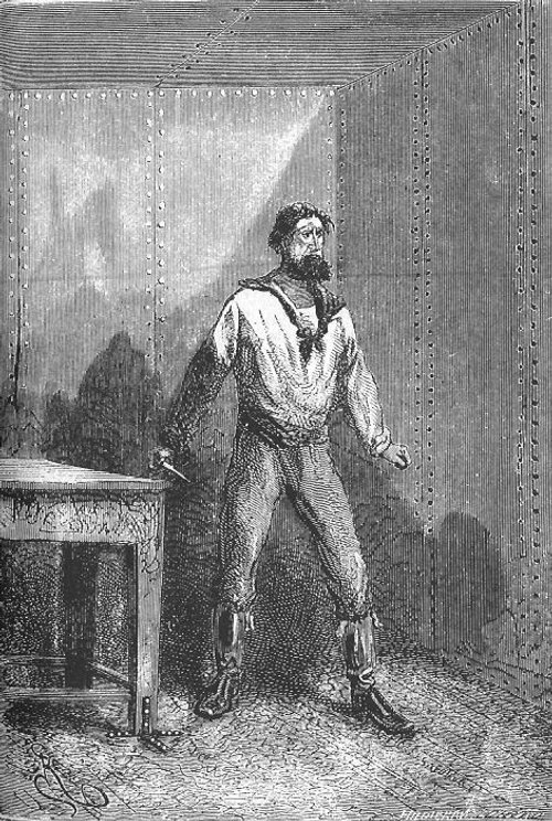 Prisoner in the Nautilus: Jules Verne 20,000 Leagues Engraving c.1870
