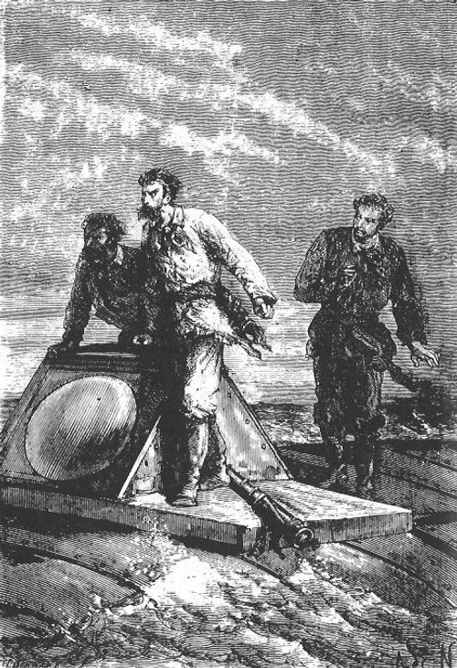Men Atop the Nautilus — 20,000 Leagues Under the Sea, Jules Verne c.1870