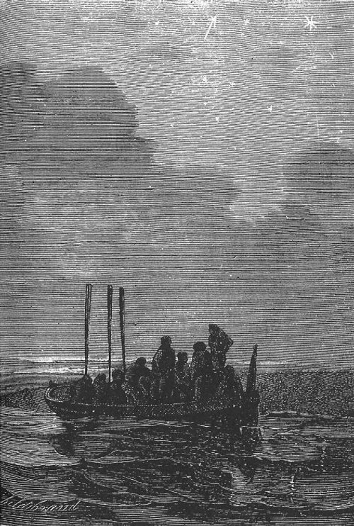 Nautilus Survivors at Sea — Neuville & Riou, Twenty Thousand Leagues 1870