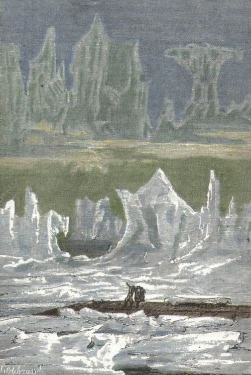 Arctic Ice Floes with Stranded Figures — Twenty Thousand Leagues Under the Sea, de Neuville & Riou