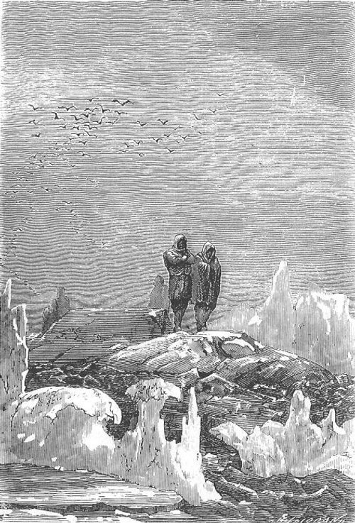 Arctic Survivors on Ice Floe — 20,000 Leagues Under the Sea, Riou 1870