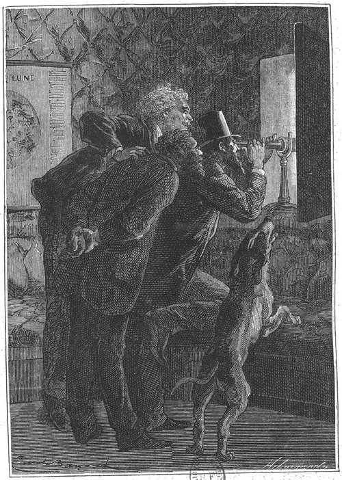 Jules Verne 'Autour de la Lune' – Astronomers at the Telescope, 1870s