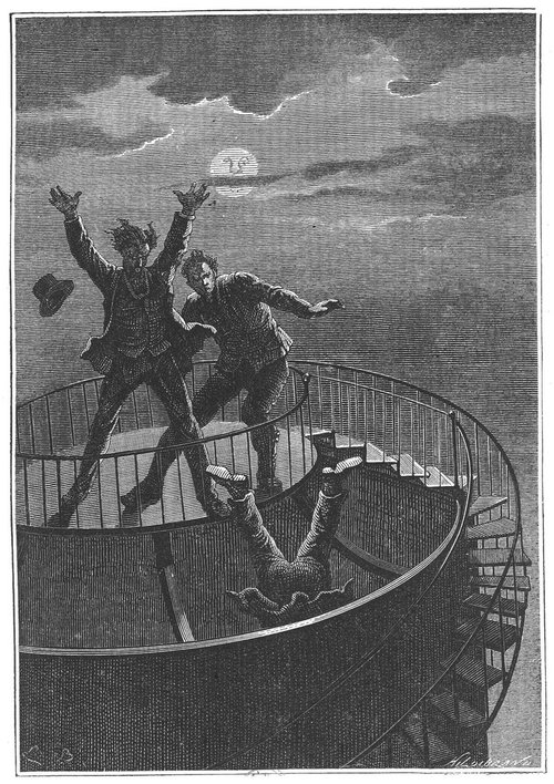 Jules Verne's Around the Moon — Passengers Buffeted Atop the Projectile