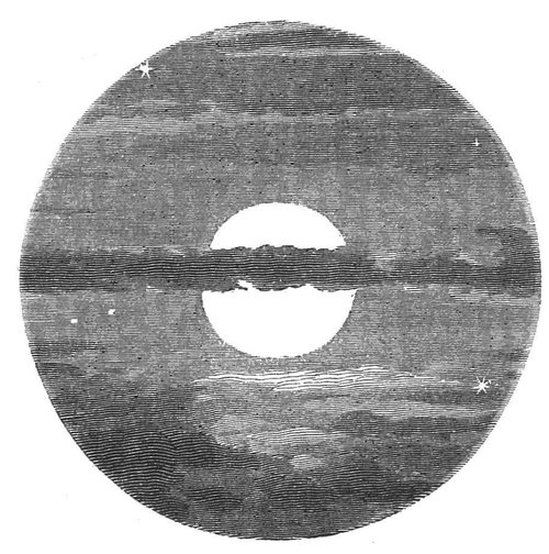 Jules Verne 'Autour de la Lune' Moon Rising Over Sea, 1870s Engraving