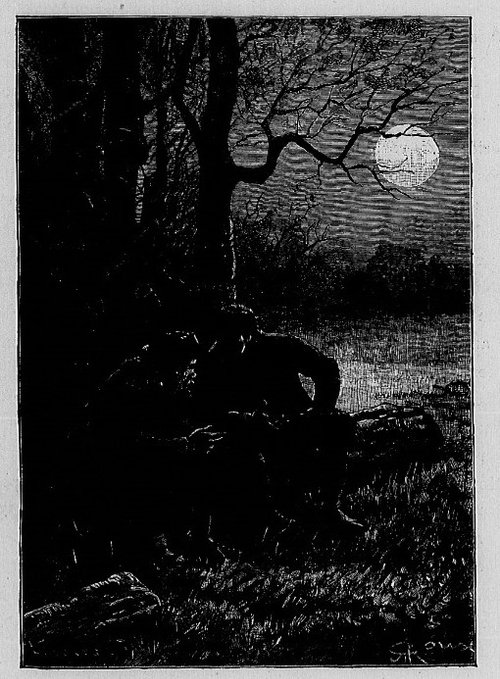 Jules Verne's César Cascabel 1890 — Moonlit Creature by the River