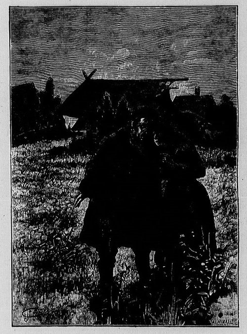 Jules Verne's César Cascabel 1890 — Silhouetted Travelers at Night