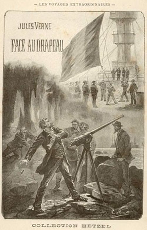 Jules Verne 'Face au Drapeau' Hetzel Edition Cover Engraving 1896