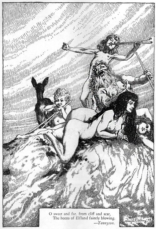 Virgil Finlay's Elfland Fantasy — Tennyson Quote Illustration, 1939