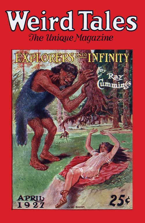 C.C. Senf's Ape-Man Menace, Weird Tales April 1927 — Explorers Into Infinity