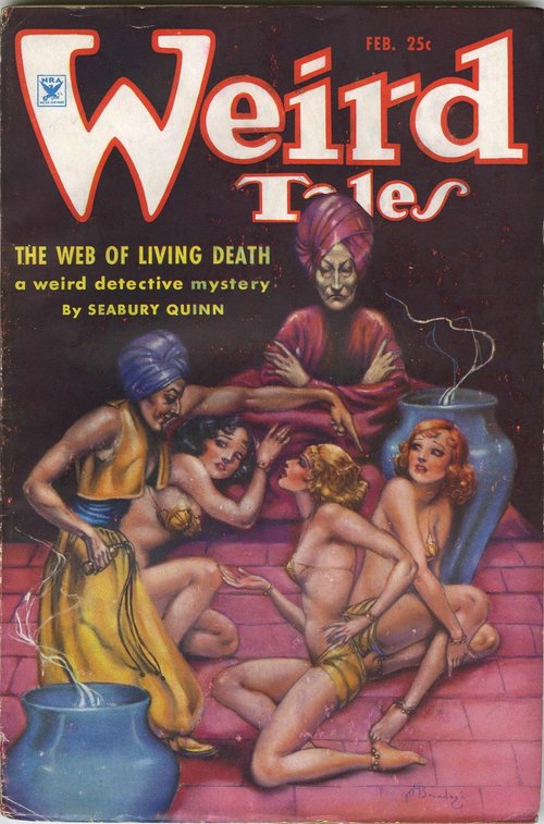 Weird Tales Feb 1934 — Seabury Quinn 'Web of Living Death' Margaret Brundage Cover