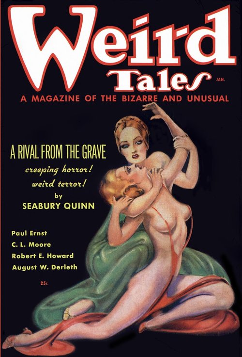 Weird Tales Jan. Cover — 'A Rival From the Grave' Seabury Quinn, 1930s