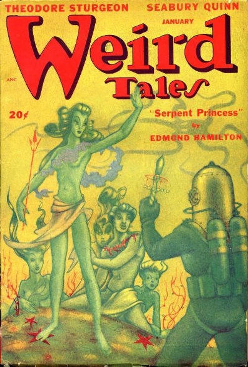 Weird Tales Jan 1945 – Serpent Princess Underwater Fantasy Cover