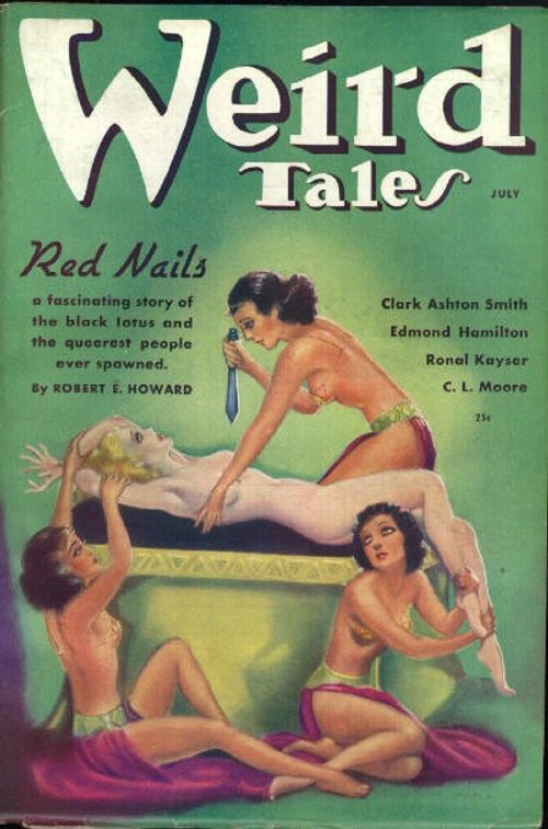 Weird Tales July 1936 – Margaret Brundage's 'Red Nails' Robert E. Howard Cover