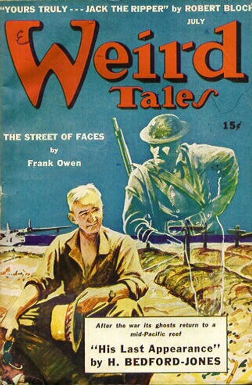 Weird Tales July 1943 — Ghost Soldier Stalks Survivor on Pacific Reef