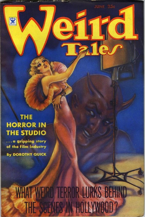 Weird Tales June 1934 – Demon Grabs Actress in Hollywood Horror Studio