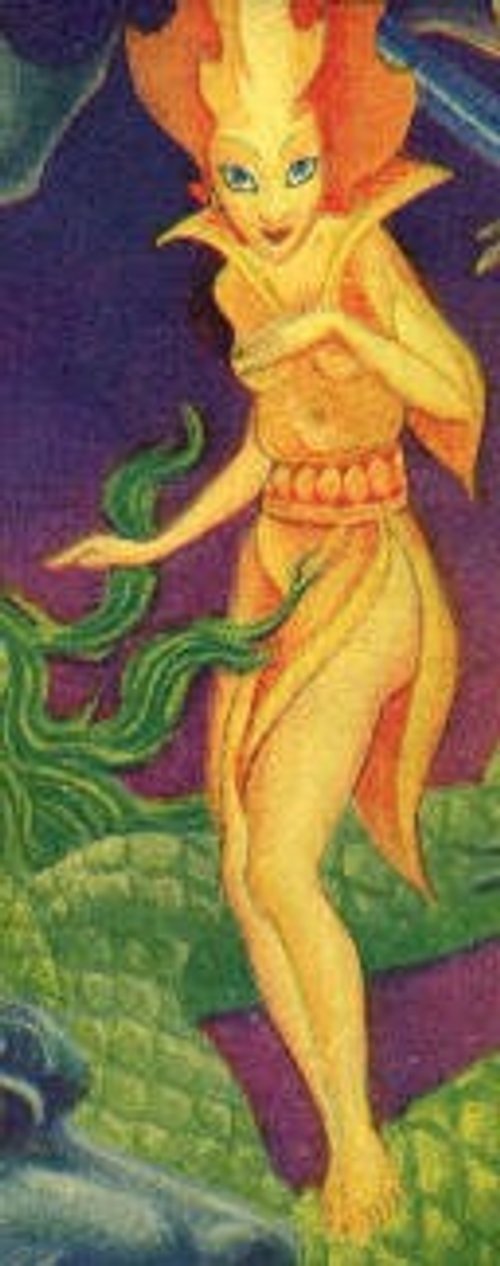 Golden Alien Empress of an Undersea World – Pulp Era Fantasy Figure Art