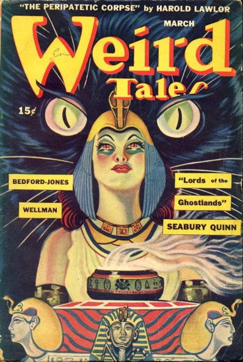 Weird Tales March 1936: Egyptian Cat-Goddess Sorceress Pulp Cover