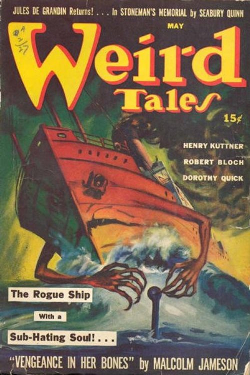 Weird Tales May 1943 – 'Vengeance In Her Bones' Skeleton Ship Cover
