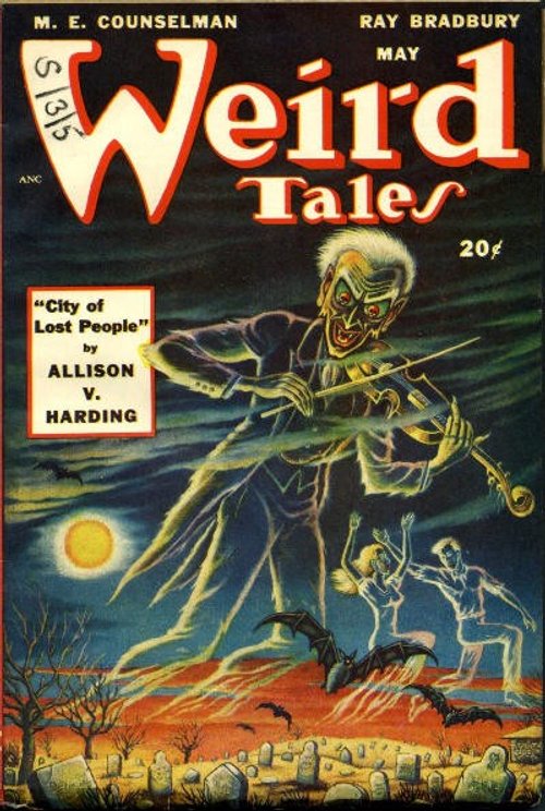 Skeletal Violinist Raises the Dead — Weird Tales May 1952 Horror Cover