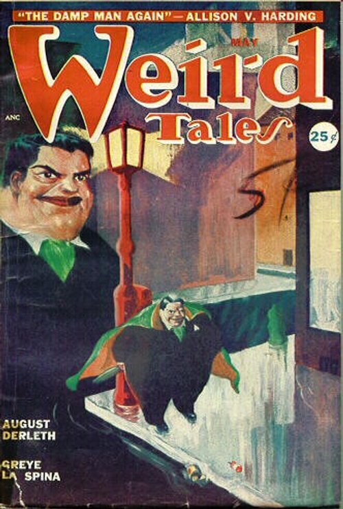 Weird Tales May: Sinister Green-Lit Ghoul Stalks Street Corner, Pulp Era