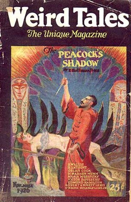 Weird Tales Nov 1926 – 'The Peacock's Shadow' Ritual Sacrifice Cover