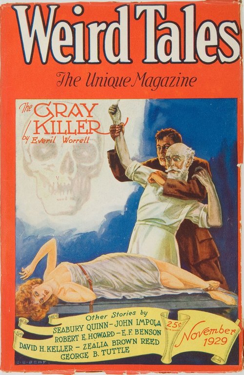 Weird Tales Nov 1929 – 'The Gray Killer' Mad Science Cover