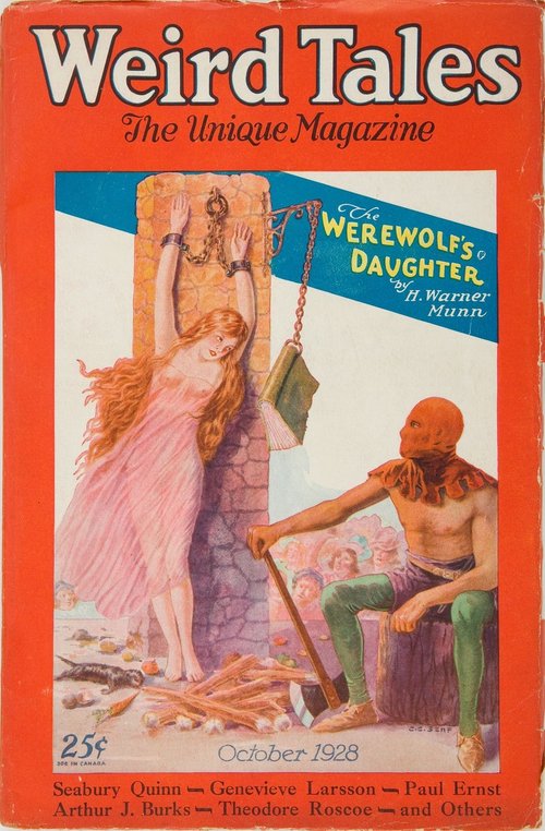 Weird Tales Oct 1928 – 'The Werewolf's Daughter' Chained Maiden Cover by C.C. Senf