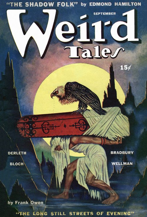 Weird Tales September — Vulture-Beast & Coffin Bearer Under Full Moon