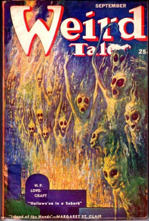 Weird Tales September — H.P. Lovecraft Flaming Skull Wraiths Cover
