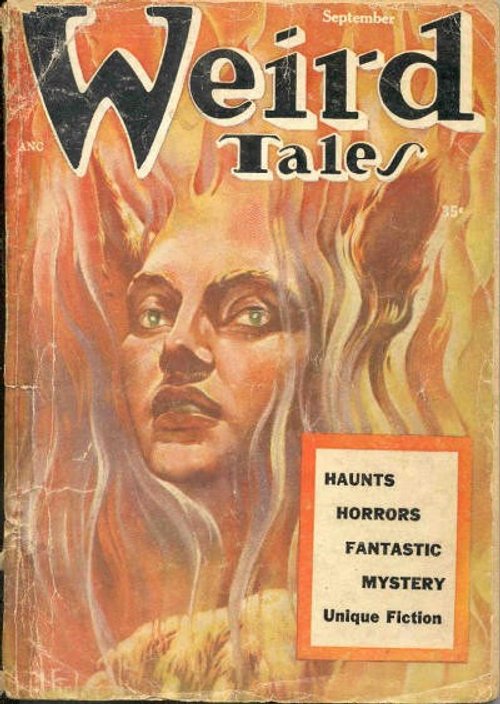 Weird Tales September 1952 Fire Elemental Woman Pulp Cover Art