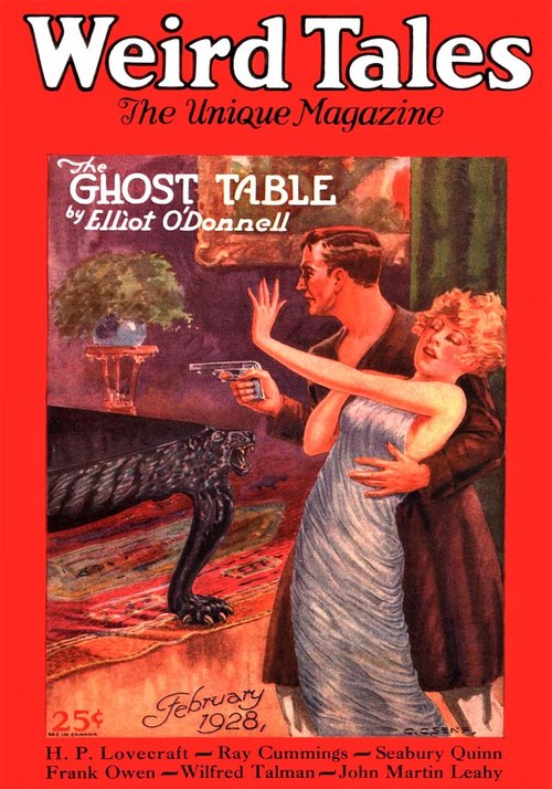 Weird Tales Feb 1928 — 'The Ghost Table' Black Panther Terror Cover