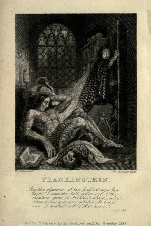 Frankenstein's Creation Awakens — 1831 Colburn & Bentley Frontispiece