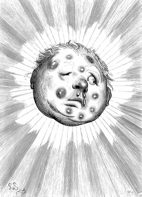 Gustave Doré's Weeping Moon Face — Baron Munchausen Illustration
