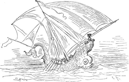 Gustave Doré's Sea Monster Ship — Baron Munchausen 1860s