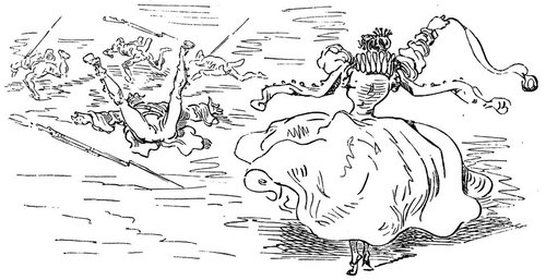 Gustave Doré's Baron Munchausen Rides the Giant Cannonball Beast
