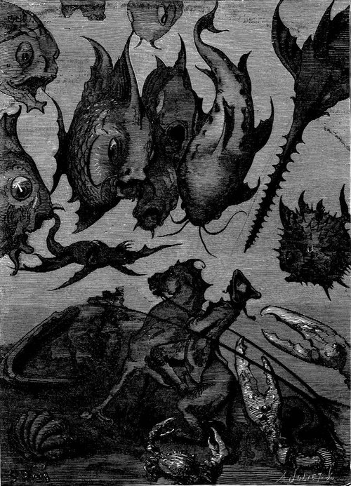 Gustave Doré's Baron Munchausen Besieged by Sea Monsters, 1862