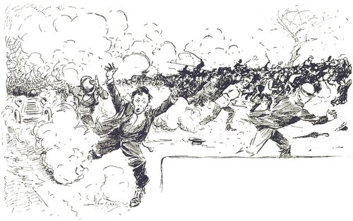 H.G. Wells' War of the Worlds 1906 — Panicked Crowd Flees Martian Attack