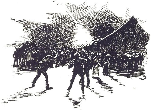 Panicked Crowd Flees Martian Invasion – La Guerre des Mondes 1906